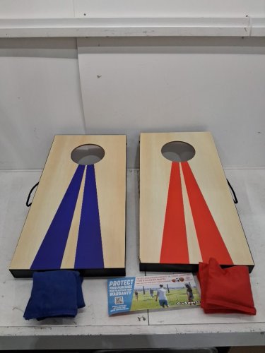 gosports portable size cornhole game set with 6 bean bag - 2ft x 1ft - wood/blue/red (model : CH-03-MDF-WOOD) image 2