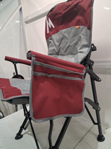 Overmont Oversized Fully Padded Folding Camping Chairs with Cooler Pockets & Carry Bag - Supports 450LBS - RED/GREY image 6
