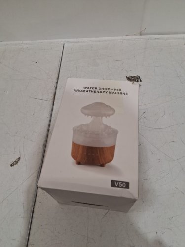 Water Drip Aromatherapy Diffuser Night Light with Remote Control - 230ML - white/wood (model: v50) image 2