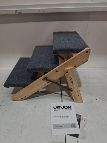 3-STEP COLLAPSIBLE STAIRCASE STYLE PADDED WOODEN PET STEPS FOR SMALL/MEDIUM PETS - 150LB MAX - NATURAL/BLUE (MODEL: ZD-25DOG05) image 3