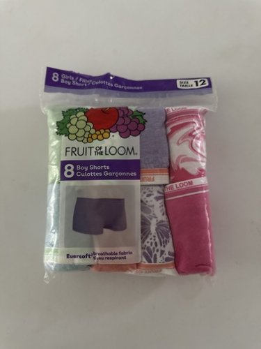 8PK YOUTH GIRLS FRUIT OF THE LOOM COTTON BOY SHORTS- SIZE 12 - ASSORTED COLOURS image 3