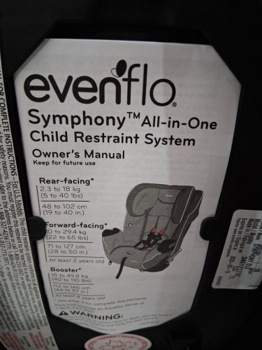 Evenflo SYMPHONY DLX ALL-IN-ONE CONVERTIBLE CAR SEAT WITH EASY CLICK INSTALL - Ashland Grey (MODEL: 34612173C) image 5