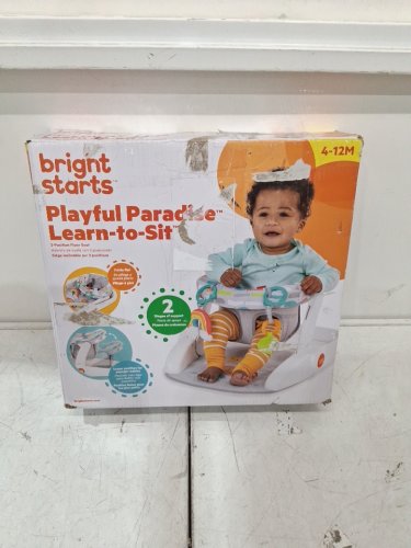 infant's bright starts playful paradise learn-to-sit floor seat - 4 to 12 months - grey (model: 12956) image 4