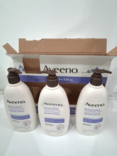 3PK AVEENO STRESS RELIEF MOISTURIZING BODY LOTION - CALMS AND RELAXES - 532ML/EACH - LAVENDER image 2