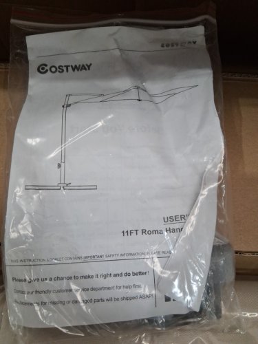 COSTWAY PATIO CANTILEVER OFFSET UMBRELLA with 360° ROTATION - 11ft - beige - (MODEL: OP70234be) image 10