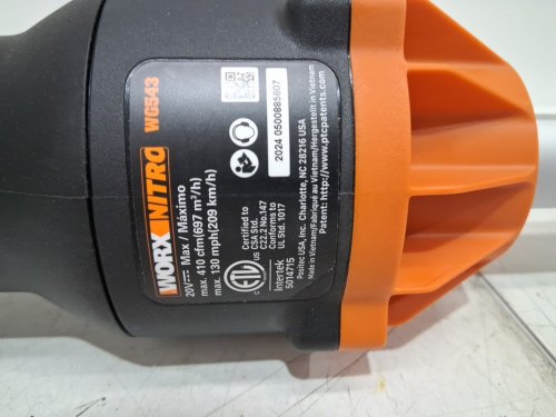 WORX 20V LEAFJET CORDLESS LEAF BLOWER WITH BRUSHLESS MOTOR **TOOL ONLY** - BLACK/ORANGE (MODEL: WG543.9) image 6