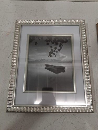 americanflat decorative picture frame with shatter-resistant glass and mat - 11" x 14" (without mat) / 8" x 10" (with mat) - silver vintage (model: PFF1114SLV810) image 3