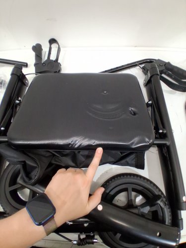Rollisroll Foldable Rollator Walker for Seniors with Seat and all terrain rubber wheels - 350LB MAX - 39.5" - black (model: A42031W8) image 6