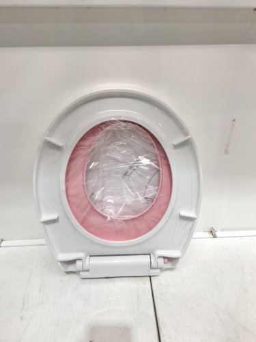 IDEALHOUSE 2-in-1 Round Toilet Seat with Built-in Toddler Potty Training Slow Close- 17" pink/white image 4