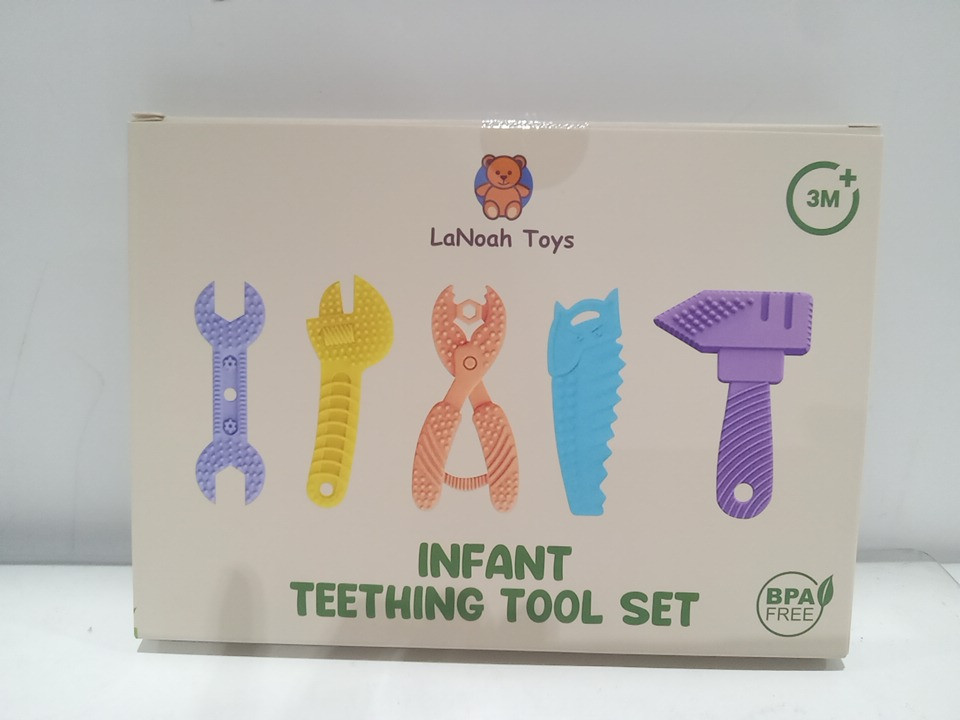 7pc baby's Lanoah toys infant teething tool set - 3M+ - BPA free - assorted colours image 3