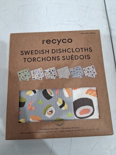 11PC Recyco Swedish Dishcloths - green/tan sushi (MODEL: 1796215) image 2