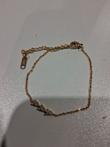 stainless steel drop cubic zirconia charms chain bracelet - 6.5" - 8.5" - 18k gold plated image 3