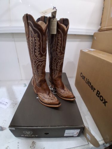 women's ariat Casanova Western cowboy Boot with side partial zip - size 9.5 medium width - shades of grain/tan brown - (style: 10044481) image 3
