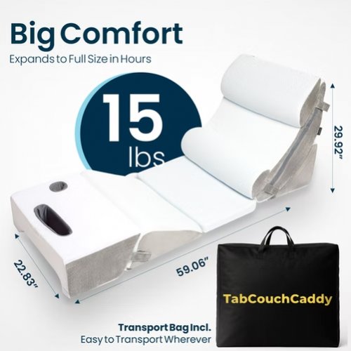 8pc tab couch caddy foam wedge pillow set - grey/white image 2