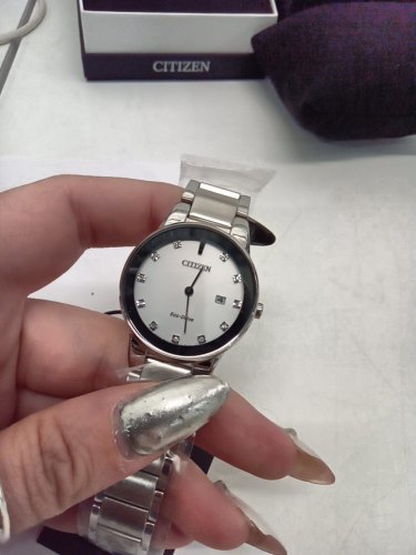 WOMENS CITIZEN axiom diamond dial eco drive watch - 28mm - silver dial / stainless steel (model: ga1050) image 6