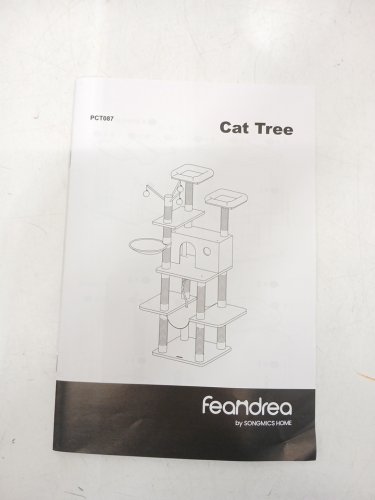 FEANDREA 5-TIER CAT TREE WITH HAMMOCK BASKET AND REMOVABLE TOYS - 65" X 20" X 20" - DARK GREY (MODEL: PCT087G01V1) image 5