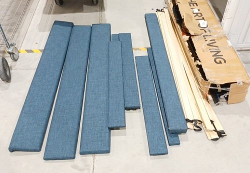 Allewie Platform Bed Frame with Fabric Upholstered Headboard - Queen - Blue (Model: USANT043568A-2) image 3