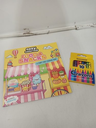 (Paperback) Cozy Colouring: Food & Snacks A Comfy Vibe Colouring Book with 10pk crayons image 2