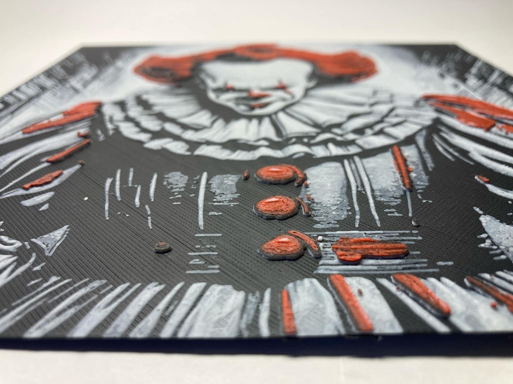 8"x8" 3D Printed - Pennywise - From IT - Textured Photo image 2