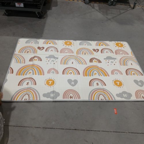 BABY FOLDABLE AND REVERSIBLE FOAM PLAY MAT - 79" X 51" - MULTICOLOR/RAINBOWS - (MODEL:PXDCHT) image 3