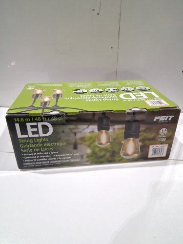 feit electric weatherproof led 24-light string lights with 1 spare lightbulbs - 48ft - black (model: 1603293) image 2
