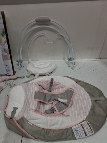 Ingenuity soothing baby bouncer infant seat with vibration toy bar and sound 0-6m - pink flora the unicorn - (model: 12201/o0966) image 5