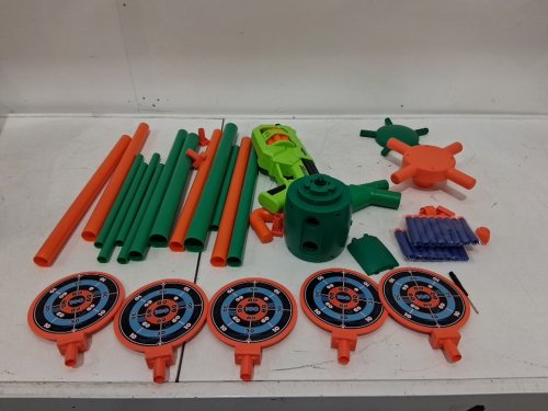 Kids Rotating Shooting Game with Toy Gun and Foam Darts - Green / Orange (Model: 801-7) image 3