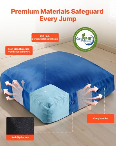 Crash PaD with Foam Blocks and Washable Cover - 5ft x 5ft - blue  (MODEL: sm-cc01) image 3