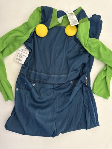 YOUTH KIDS luigi costume (JUMPSUIT ONLY) - MEDIUM (8/10) - green/blue image 2