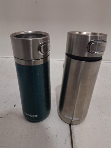 2PK CONTIGO TRAVEL MUGS WITH AUTO SEAL, GREEN AND SILVER, 16OZ image 3