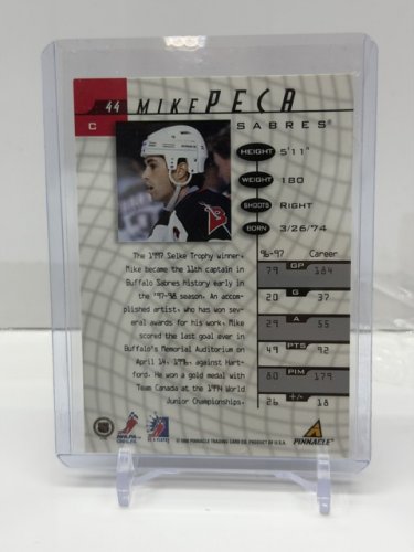SIGNED MIKE PECA - 1998 PINNACLE BE A PLAYER CARD # 44 image 2