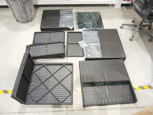 3pc patio joy Outdoor rattan patio sectional furniture set with tempered glass coffee table - black (model: HW75989DK-22) image 4