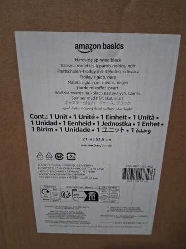 AMAZONBASICS HARDSIDE CARRY ON SPINNER TRAVEL LUGGAGE SUITCASE - 21" - SMALL - BLACK image 2