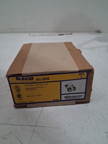 3pk Ilsco Aluminum Tin plated 2 gauge Conductor Lug - 5" x 5" x 2" - 1 1/2 Stud hole - silver (model: ‎AU-600) image 2
