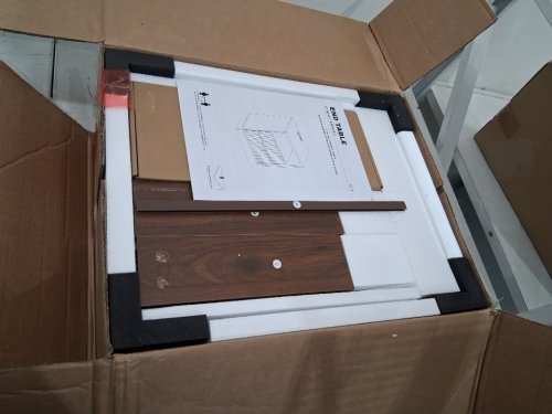 Nightstand with Charging Station- 2 Drawers with Fluted Panel - Walnut Brown image 2