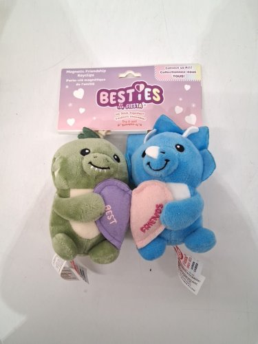 2pc fiesta toy besties magnet heart DINOSAUR keychains - 5.5" - GREEN/BLUE image 2