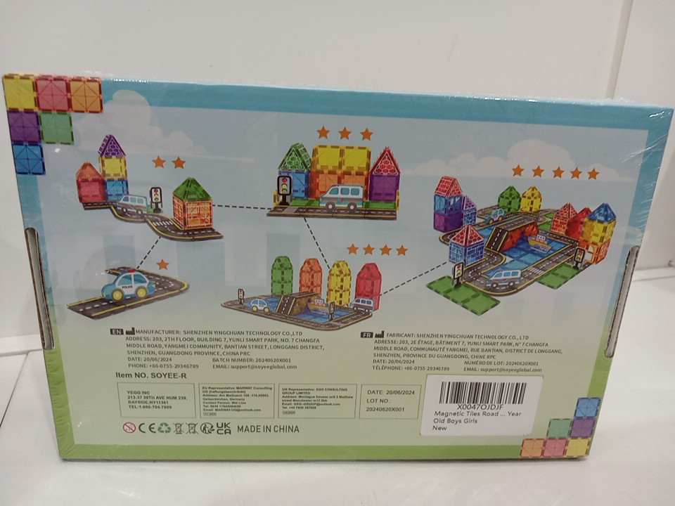 32PC Soyee Magnetic Tiles Road Building City Set with Vehicles image 3
