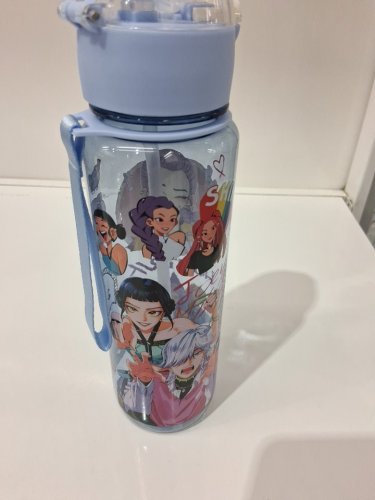 k-pop demon hunter plastic water bottle with flip straw - 27oz - blue image 4