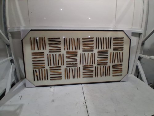 Framed Stacked Timber Wall Art - 58" x 29" - Cream/Tan image 4