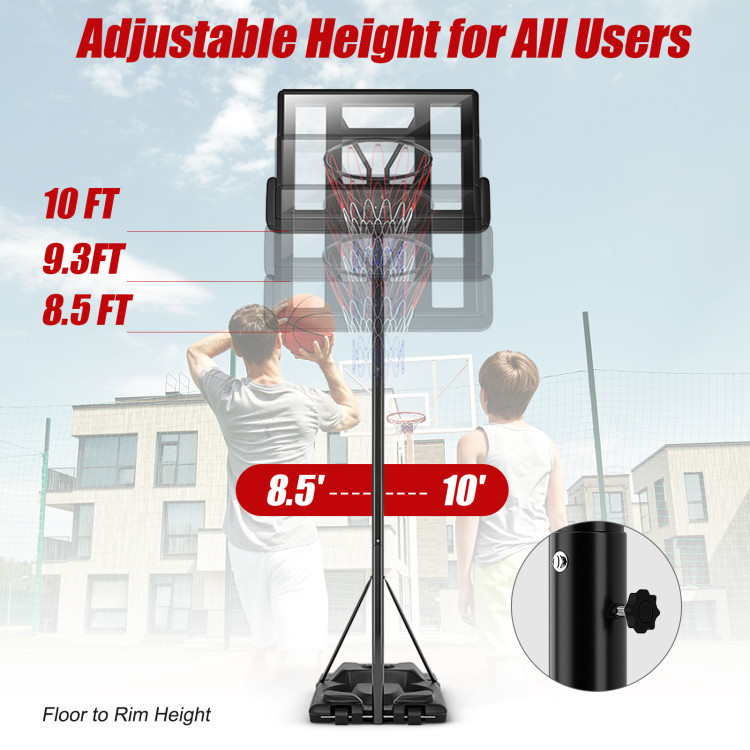COSTWAY HEIGHT ADJUSTABLE BASKETBALL HOOP WITH SHATTERPROOF BACKBOARD - BLACK (MODEL: SP37743) image 3