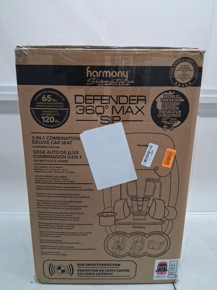 harmony Defender 360° MAX SIP 3-in-1 Combination Deluxe Car Seat - 26.5lb - 120lb - Midnight/White (MODEL: 0302039PNK) image 2