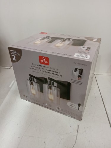 2pk Globe Electric Rechargeable Glass Wall Sconces - black - (model: 65000144/1938095)) image 2
