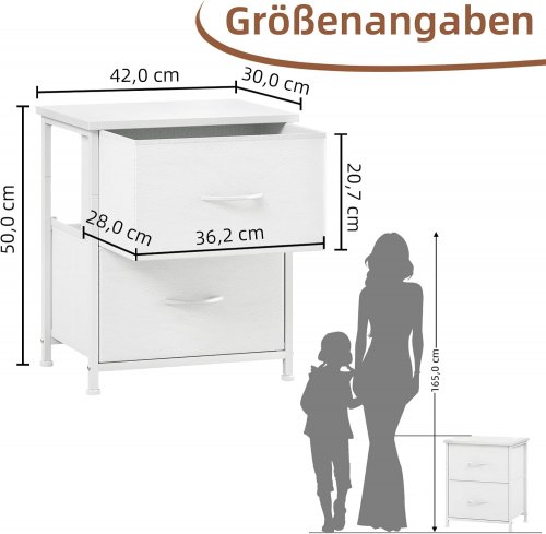 Somdot fabric bin Nightstand with 2 Drawers - 16" x 12" x 20" - White - (model: fd101) image 2