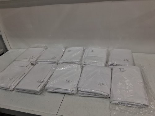 10PK Round White Polyester Wrinkle Resistant Tablecloths - 120" - White image 4