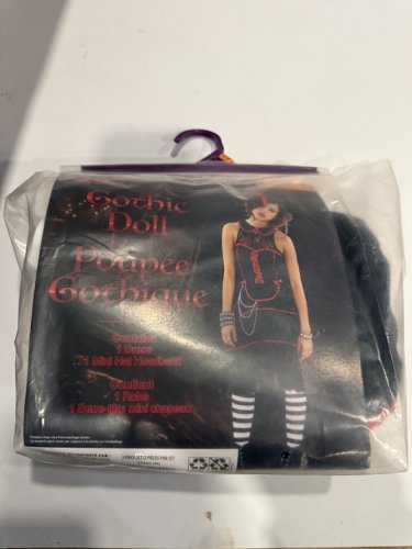 2PC WOMEN'S GOTHIC DOLL COSTUME SET - MEDIUM (8-10) - BLACK / RED (ITEM: 4566A) image 2