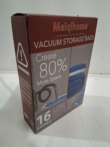 16pc meiqihome vacuum storage bags with electric pump - 2 jumbo/2 medium/4 suitcase/4 carry-on/2 large/2 small - blue (model: MQ-DB16) image 4