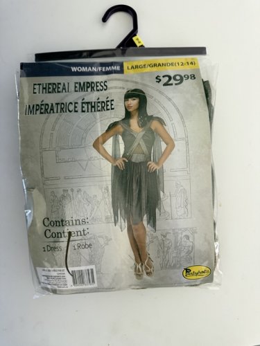 WOMEN'S PARTYHOLICS ETHEREAL EMPRESS COSTUME DRESS - LARGE (12-14) - GRAY/BLACK/GOLD (STYLE: 12495GDM) image 2