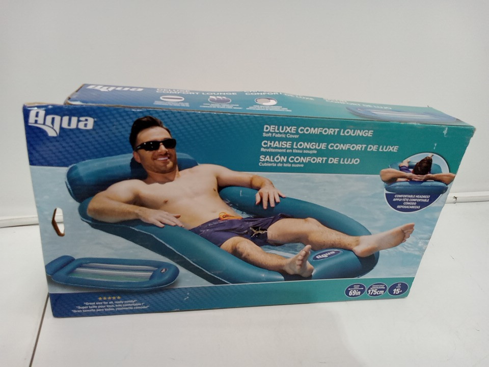 Aqua Leisure Deluxe Comfort Lounge with Soft Fabric Cover and headrest - 6FT - Sea Blue (Model: AQL11310WSS3) image 2