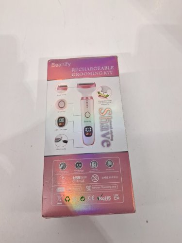 6pc women's beanify 4 in 1 electric razor - white/pink - (Model: rf-3028-4t-w) image 2