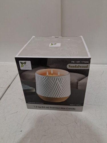 nature's mark three-wick scented wax candle - 53oz - white/brown/sandalwood (model: 1775286) image 2